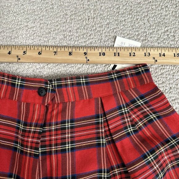 Michele Tartan Plaid Pleated Shorts Womens Size 10 Red NOS Vintage Preppy New - Picture 9 of 16
